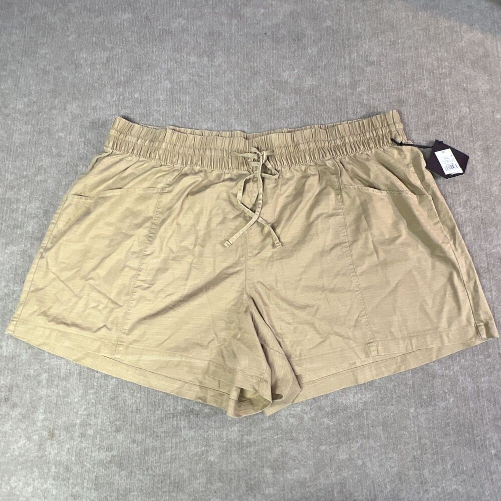 NWT Ava & Viv Plus Shorts Sz‎ 3X Elastic Waist Pockets High Rise Khaki  Lyocell